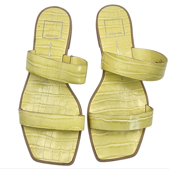 Dolce Vita Isaac Yellow Croc-Embossed Slide Sandals Size 7.5 - Picture 3 of 7